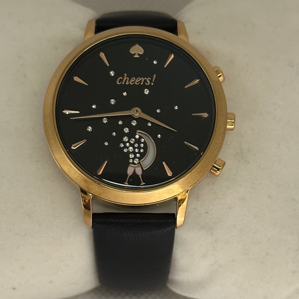 Kate Spade Women's Grand Metro “Cheers” Black and Gold Hybrid Smartwatch
